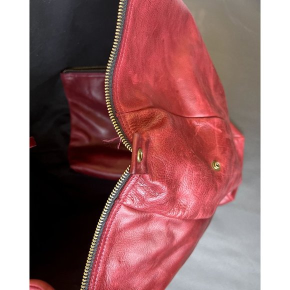 95 Killers Deep Red Genuine Leather Tote/Duffle Bag - Picture 7 of 8